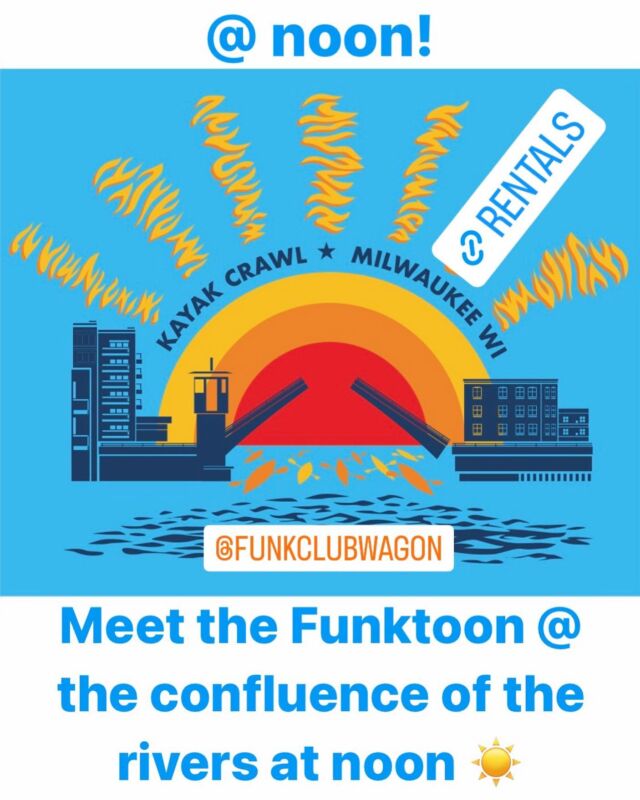 Tomorrow/Sunday! Pre-Packer Party on the river with @funkclubwagon Funktoon and @indeedmilwaukee 🚣🏼‍♀️ If you need to rent a kayak, link in stories or give us a call or text (414) 301-2240 == all are welcome! 🌟 
•
#MKC #milwaukeekayak #milwaukeeriver #milwaukeekayakcompany #milwaukeekayakcompanytours #takemetotheriver #teammkc #harbordistrict #wisconsin #river #kayaking #11yearsafloat #jerrysdocks #schlitzpark #twistedfisherman #summer