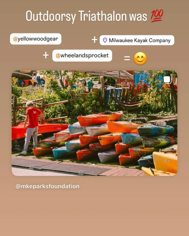 The Outdoorsy Tri in September was a magical and super well organized event thanks to our friends at @wheelandsprocket, @yellowwoodgear and @mkeparksfoundation ~~~> all in support of our Parks. The combination of biking, paddling and hiking thru our city all while being supported by local businesses is what makes our community so much fun and unique. See ya’ll next year! 
•
•
#MKC #milwaukeekayak #milwaukeeriver #milwaukeekayakcompany #milwaukeekayakcompanytours	
#takemetotheriver #visitmilwaukee #teammkc #wisconsin #kayaking #milwaukee #discoverwisconsin #puravida #bemine #wearit #summer #jerrysdocks #river #tellmeallyourdreams #goodvibesonly