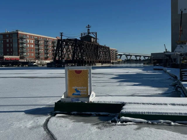 There’s people ice fishing just upriver which is pretty cool. So quiet, so calm, so nice. See you out here in 🛶 soon MKE ❄️🤍 
•
#MKC #milwaukeekayak #milwaukeeriver #milwaukeekayakcompany #milwaukee takemetotheriver milwaukeekayakcompanytours	
visitmilwaukee teammkc wisconsin kayaking milwaukee discoverwisconsin puravida bemine wearit summer jerrysdocks river tellmeallyourdreams goodvibesonly