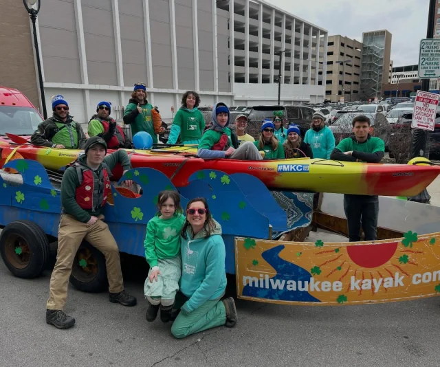 Happy St. Patrick’s Parade in Downtown Milwaukee ☘️💚🫶🏼🛶 @westownassociation 
•
•
#MKC #milwaukeekayak #milwaukeeriver #milwaukeekayakcompany#milwaukee takemetotheriver milwaukeekayakcompanytours	
visitmilwaukee teammkc wisconsin kayaking milwaukee discoverwisconsin puravida bemine wearit summer jerrysdocks river tellmeallyourdreams goodvibesonly